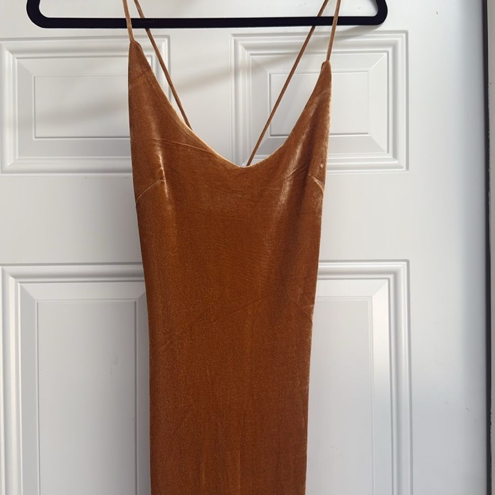 Muse Strapless Brown Dress Size XS Velvet Maxi - Picture 2 of 4